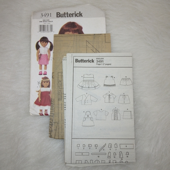 Butterick 3491 Clothing for 18" Dolls, American Girl Dolls shorts, jumpe… - Picture 3 of 5